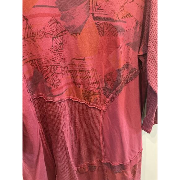 CMC Color Me Cotton Womens Tunic Top Size XL Cola Red Burgundy Lagenlook Boho - Picture 2 of 7
